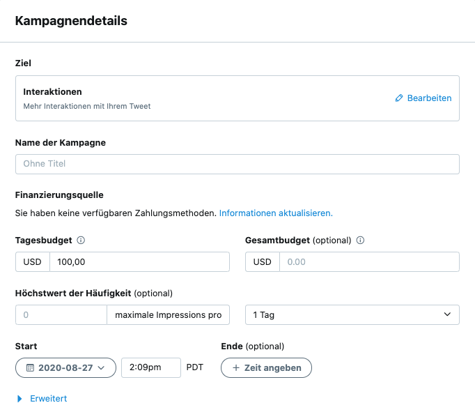 Aufbau von Twitter Ads-Kampagnen