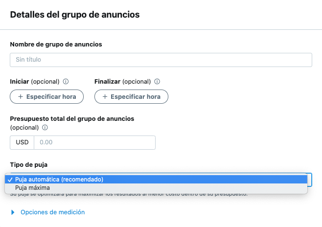 Configuración de grupos de anuncios
