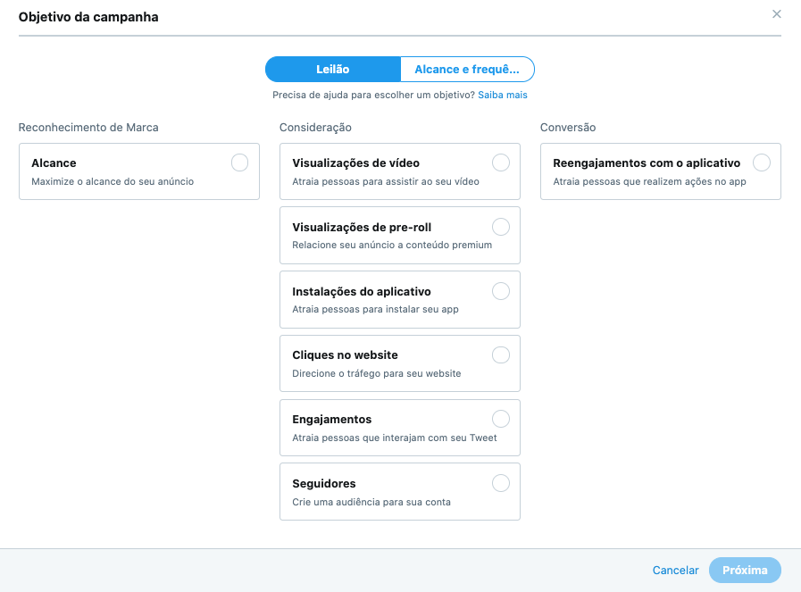 Campanhas do Twitter Ads