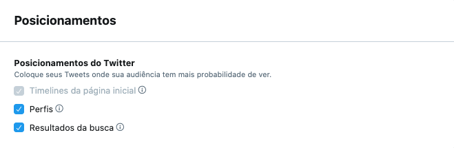Posicionamentos do Twitter Ads