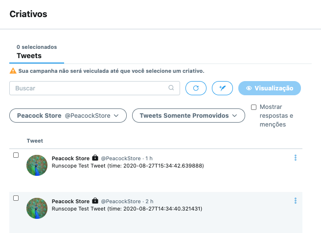 Criativos da campanha
