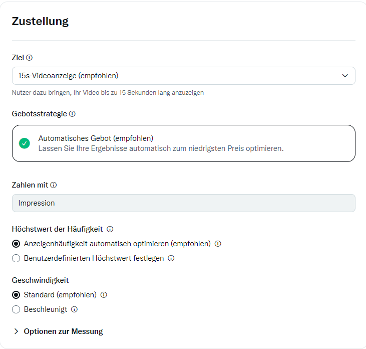 Einrichtung der Anzeigengruppenlieferung