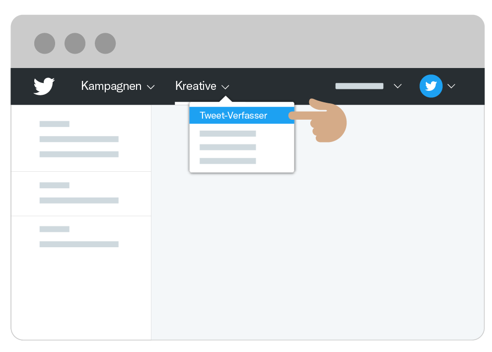 Dropdown menu for composing a Tweet in Twitter Ads Manager