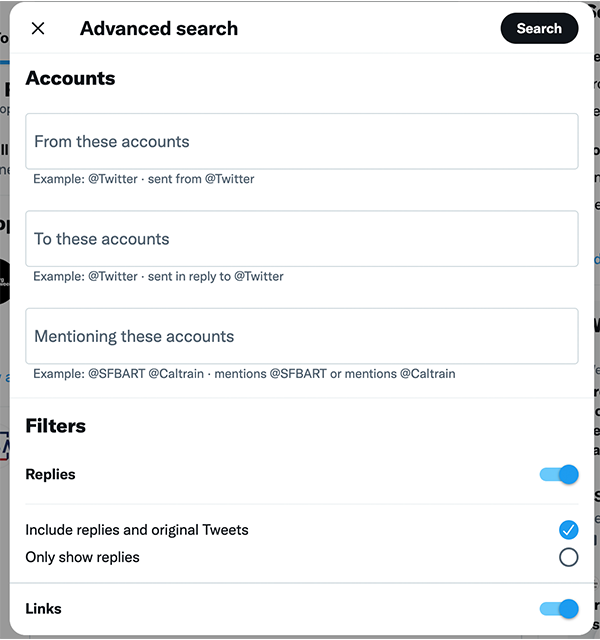 twitter how to search a page