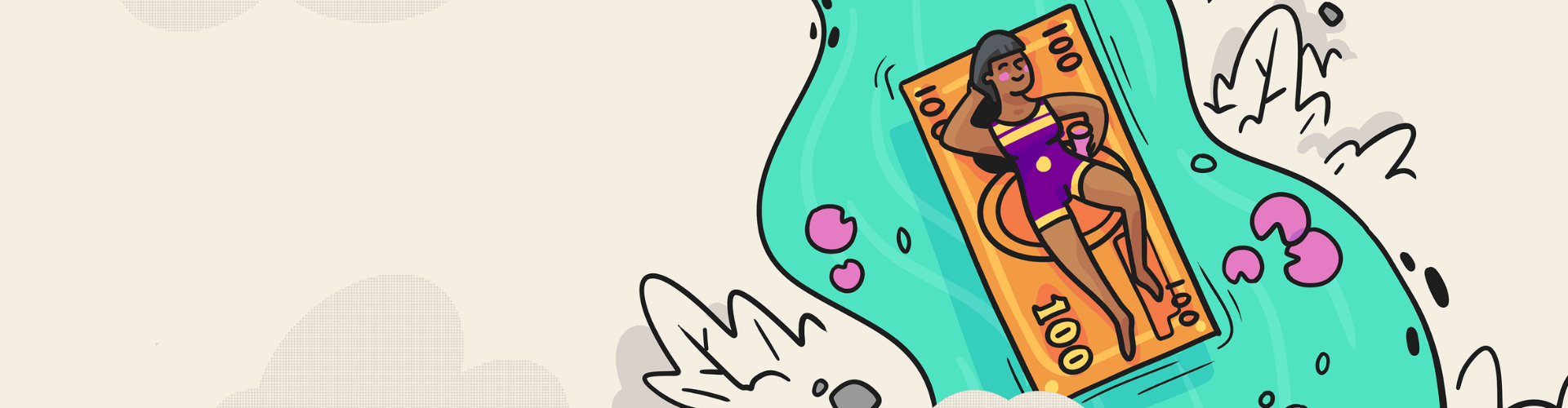 Moneywise branded header image with illustration of books in pastel colours