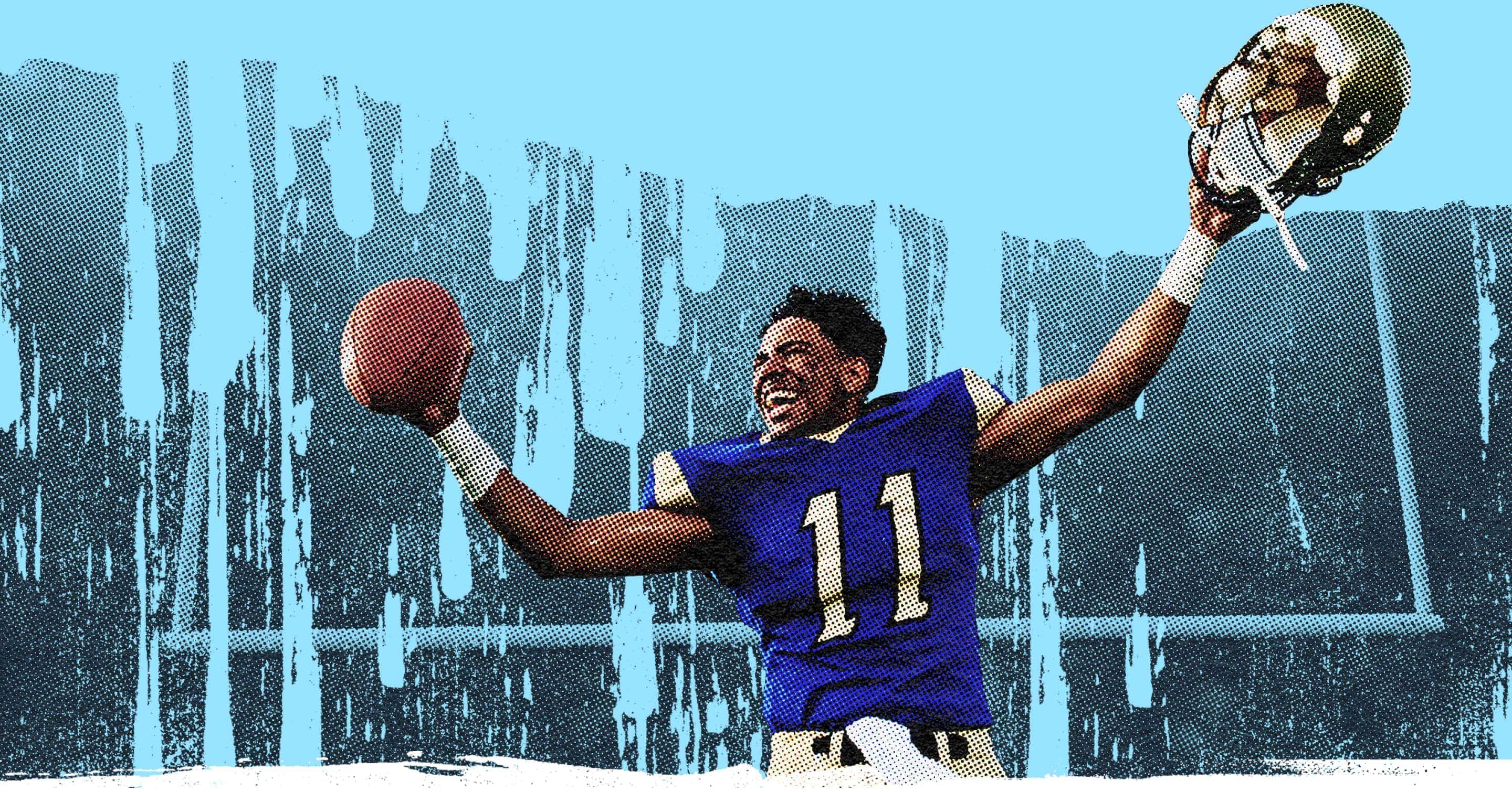 football player celebrating victory