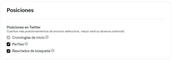 Posicionamientos de Twitter Ads