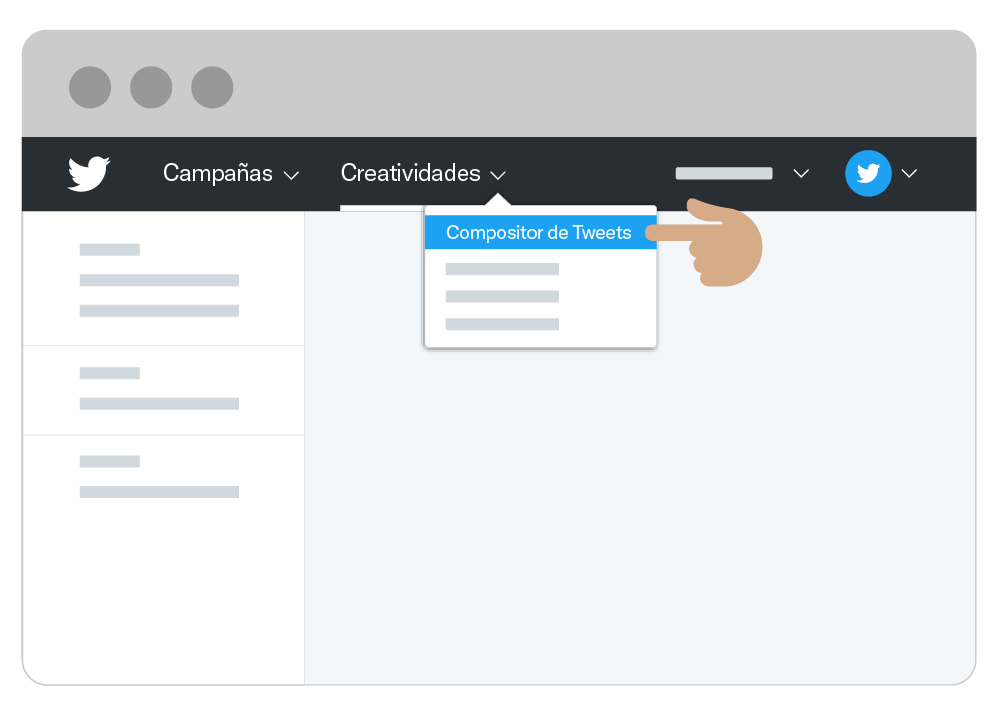 Dropdown menu for composing a Tweet in Twitter Ads Manager