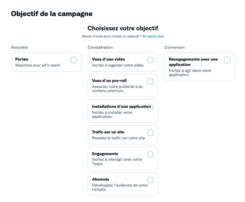 Campagnes de publicités Twitter