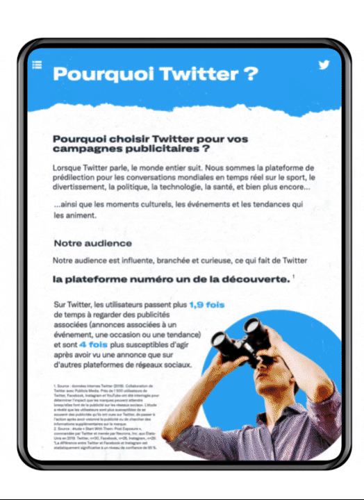 Défilement de la page des différentes sections du guide de connexion sur un iPad