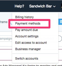 Como remover uma forma de pagamento da sua conta