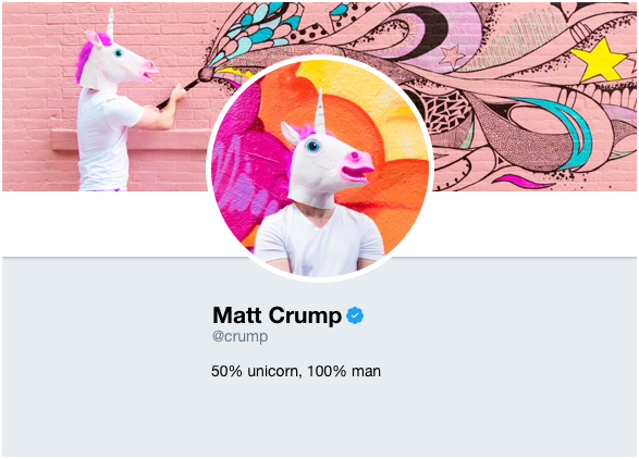 Twitter handle account screenshot for Matt Crump