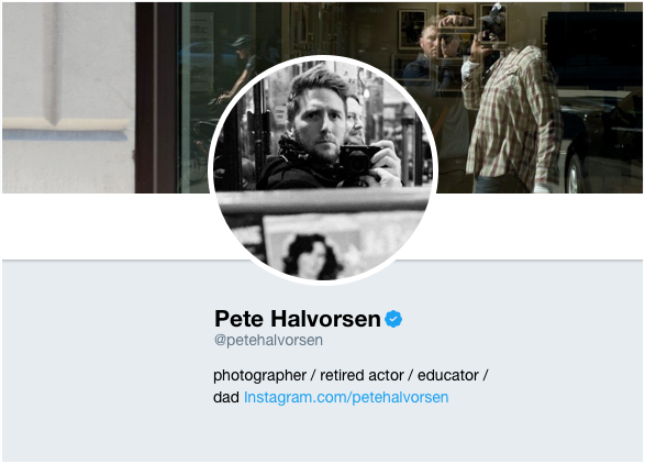 Twitter handle account screenshot for Pete Halvorsen