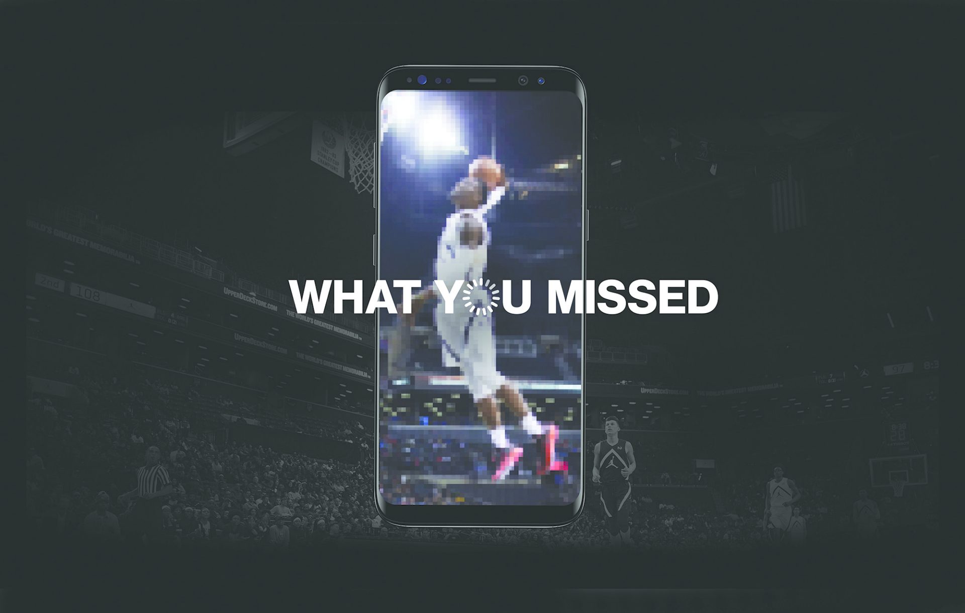 Image of a basketball player with text overlayed saying "What you Missed" with the "o" being a loading symbol.