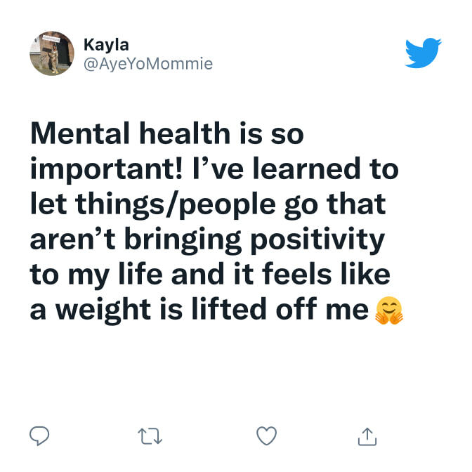 Tweet about mental health from @AyeYoMommie